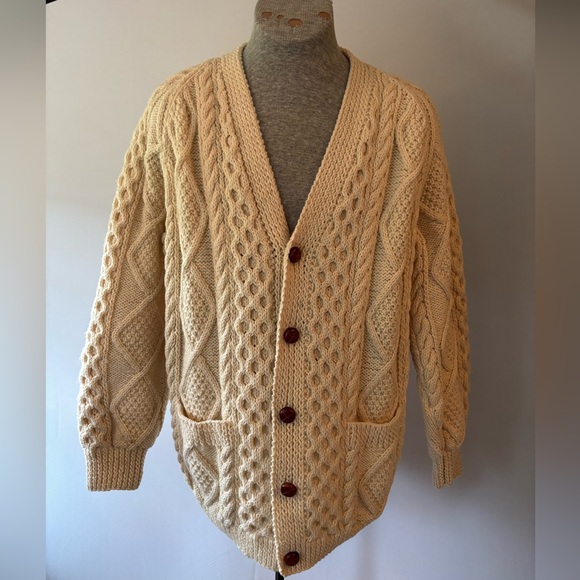 Vintage Abercrombie & Fitch Fisherman’s wool Cardigan made in Ireland Men’s L